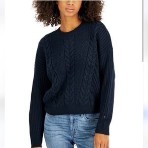Tommy Hilfiger Drop Shoulder Cable Knit Sweater